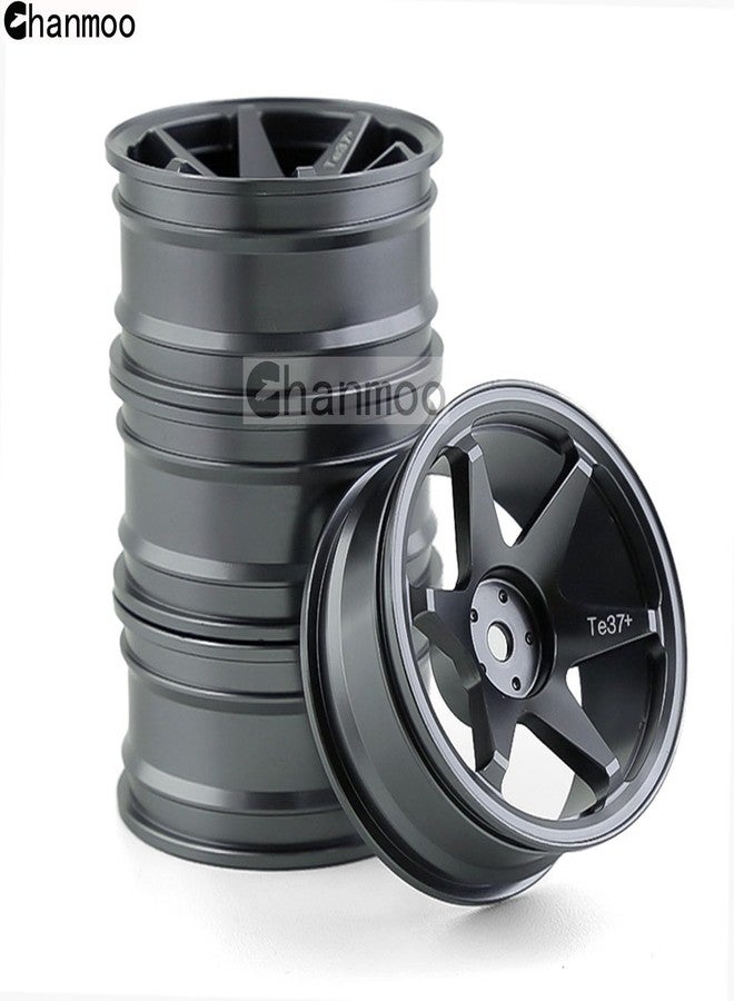 Chanmoo عجلات Chanmoo 1/10 RC للطرق الممهدة، 12 مم، محاور انزلاق من سبائك الألومنيوم سداسية الشكل، مناسبة لإطارات سيارات السباق الرالي بمقياس 1:10، متوافقة مع Tamiya TT01 TT02 XV01 TA06 A959 PTG2 HPI KYOSHO HSP PTG2 Touring Street، 4 قطع (أسود) - Image 4